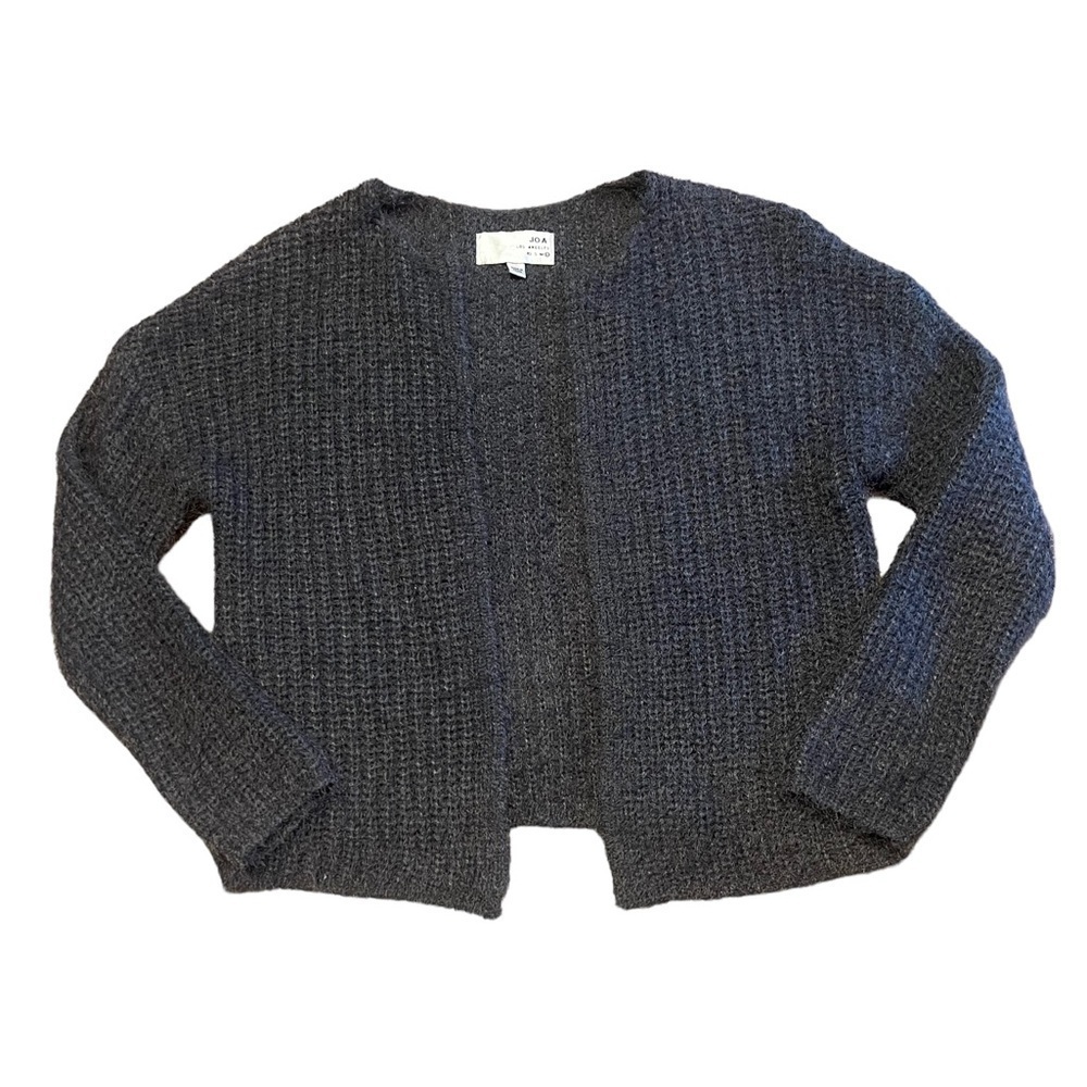 J.O.A. Gray Fuzzy Open Front Cardigan - image 1